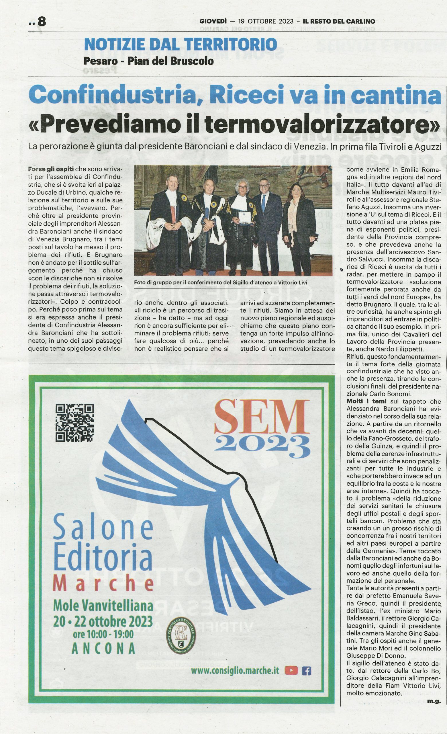 Rassegna Stampa - Sigillo d'Ateneo a Vittorio Livi