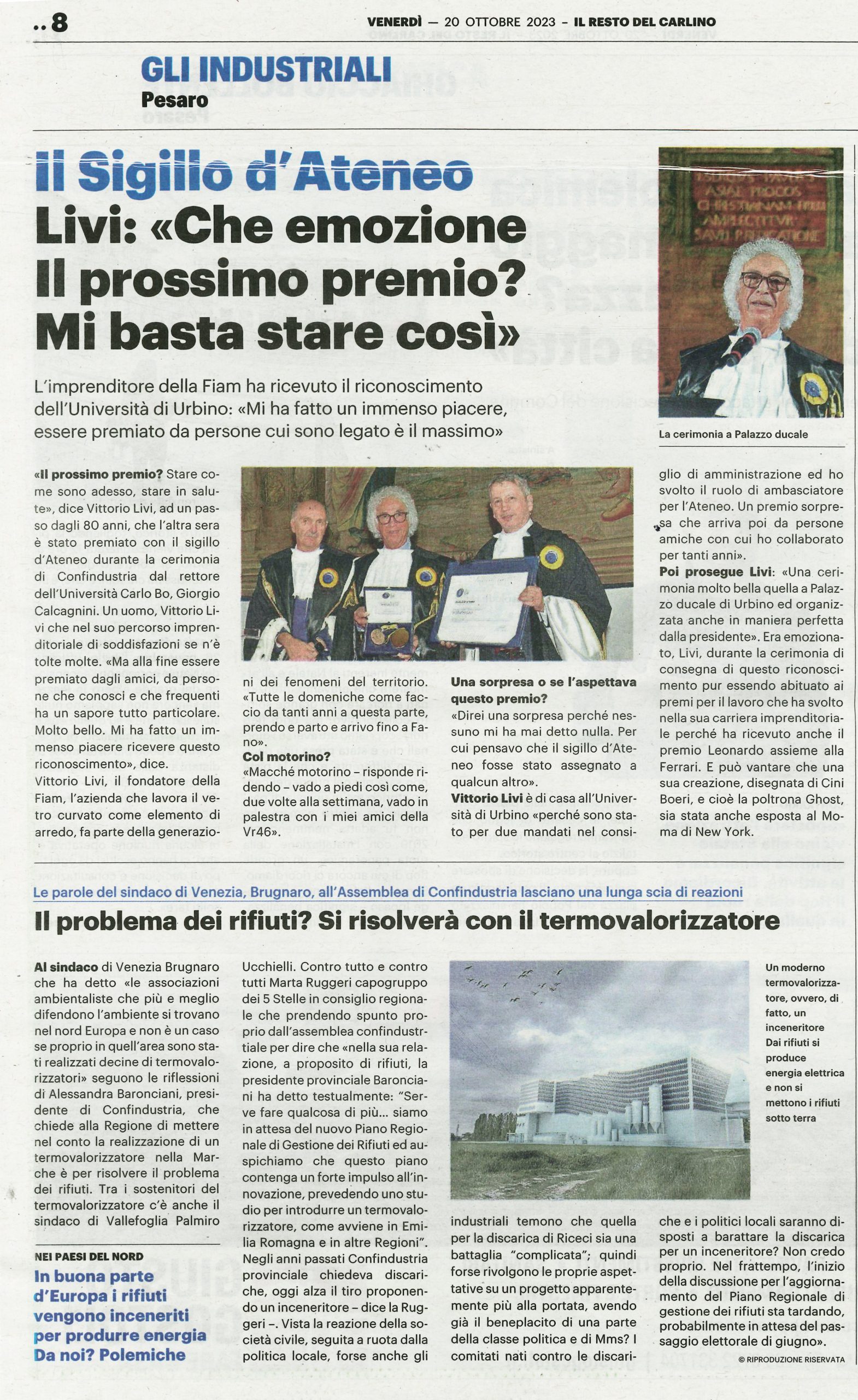 Rassegna Stampa - Sigillo d'Ateneo a Vittorio Livi